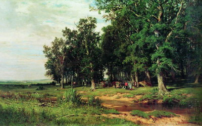 На покосе в дубовой роще 1874